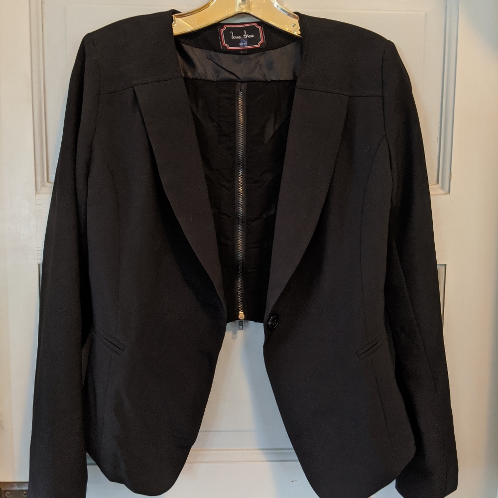 Mesh Sheer Blazer w/ Button Front - Picture 3 of 7